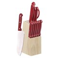 Home Basics Home Basics 13 Piece Knife Set with Block, Red ZOR96141